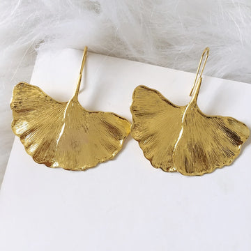 Ztech Charms Gold Color Leaves Metal Earrings For Women Girls Korean Geometric Boho Statement Bijoux Party Gift Pendientes daiiibabyyy